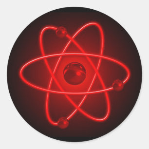 Red Atom Runder Aufkleber
