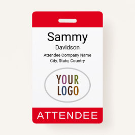 Red Attendee Badge Event Logo Lanyard Clip Reel