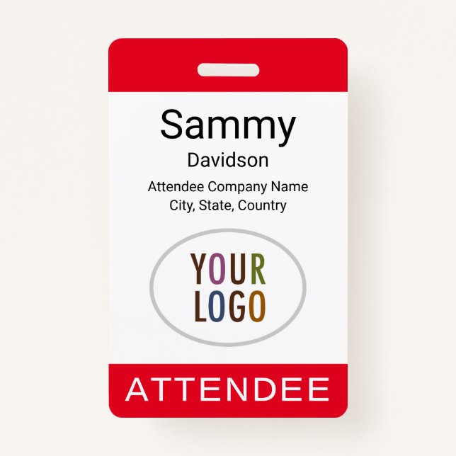 Red Attendee Badge Event Logo Lanyard Clip Reel (Devant)