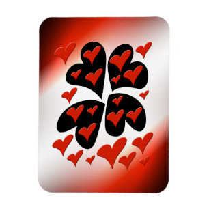 Red auf Black Hearts Magnet