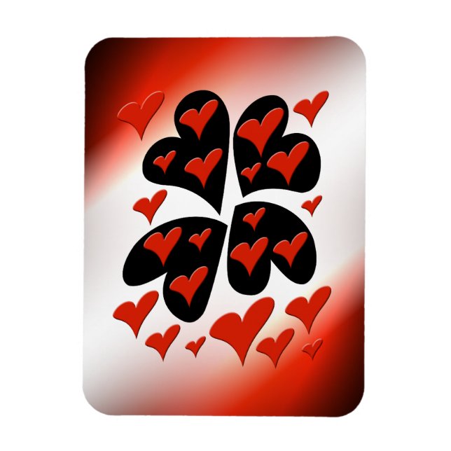 Red auf Black Hearts Magnet (Vertikal)