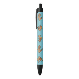 Red Australian Terrier Dog Cartoon Pattern On Blue Kugelschreiber