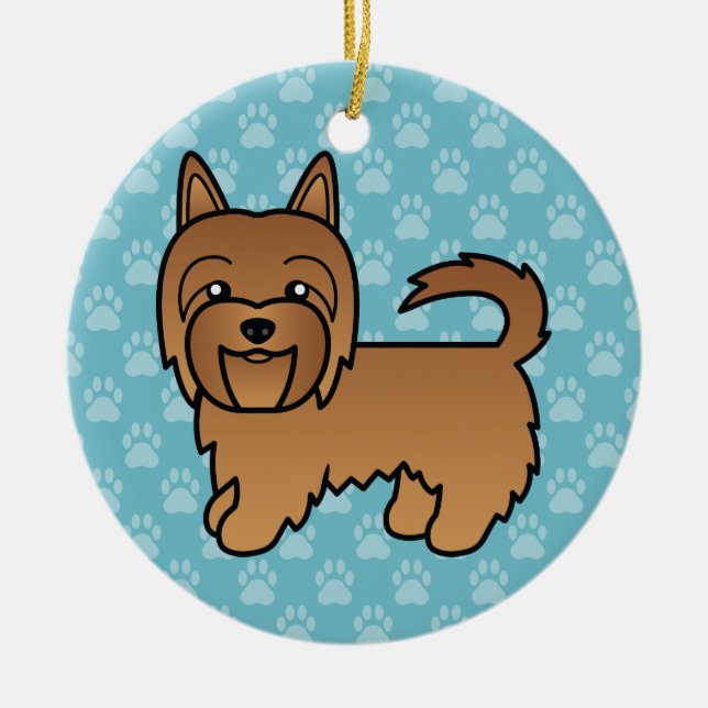 Red Australian Terrier Dog Niedlich Zeichnend auf  Keramikornament (Vorne)