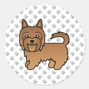 Red Australian Terrier Niedlich Cartoon Dog Runder Aufkleber