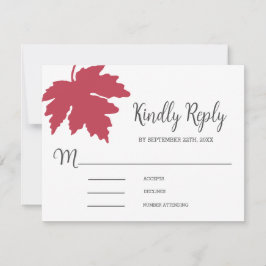 Red Autum Maple Leaf Wedding RSVP Card Karte