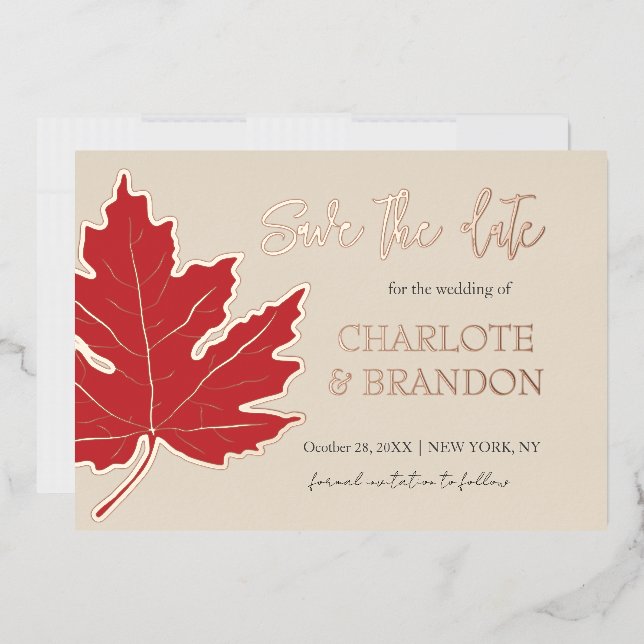 Red Autumn Maple Leaf Hochzeit speichern Sie das D Folieneinladung (Briefumschlag)