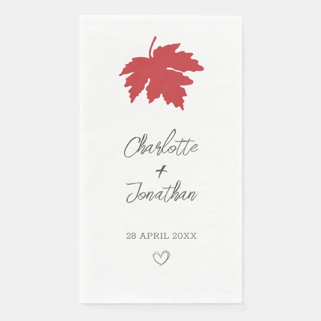 Red Autumn Maple Leaf Wedding Serviette (Vorderseite)