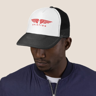 Red Aviation Wings Logo Cap Truckerkappe