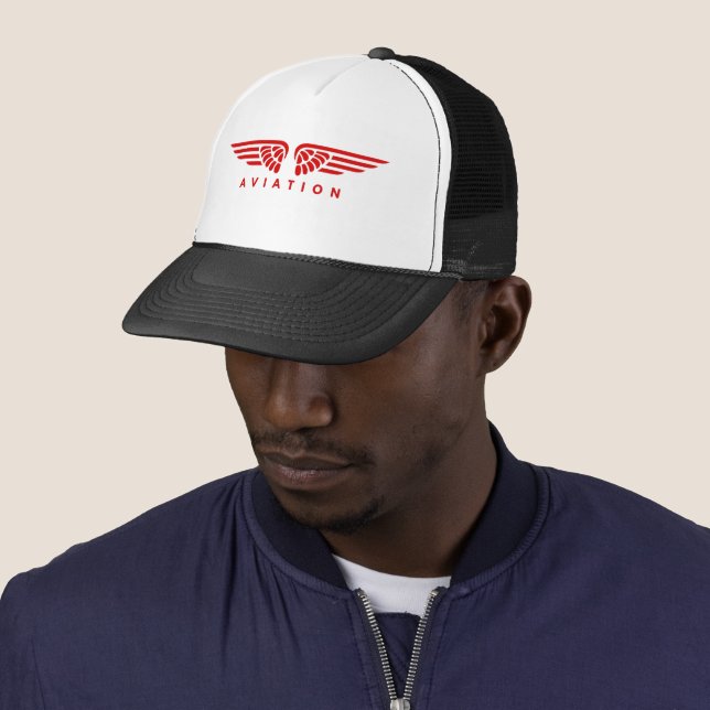 Red Aviation Wings Logo Cap Truckerkappe (Beispiel)