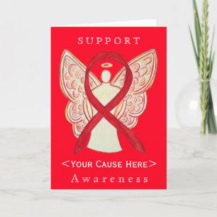 Red Awareness Ribbon Angel Customized Card Karte