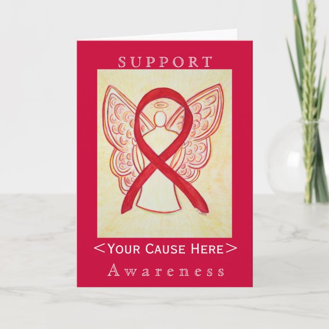 Red Awareness Ribbon Angel Customized Card Karte (Vorderseite)