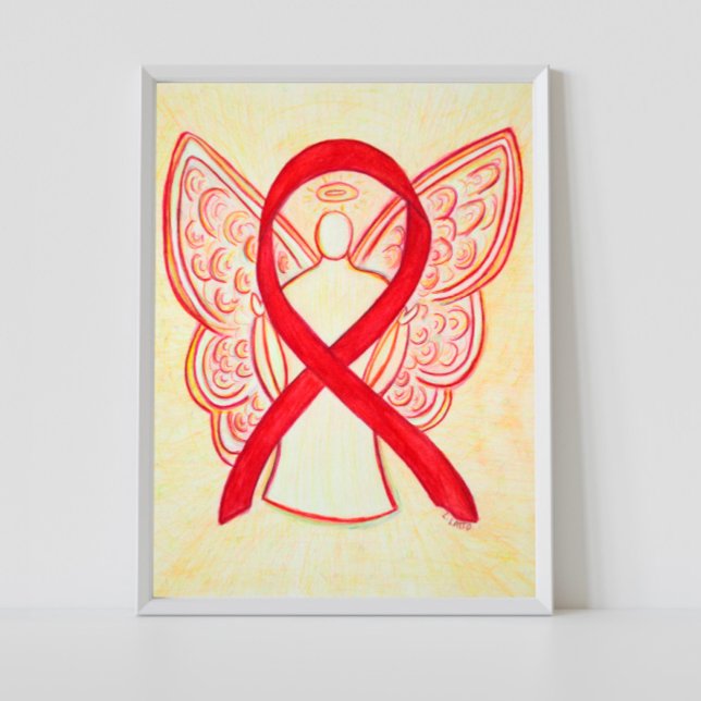 Red Awareness Ribbon Angel Poster Art Imprimer (Créateur téléchargé)