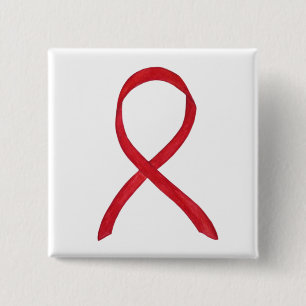 Red Awareness Ribbon Custom Art Buttone Button