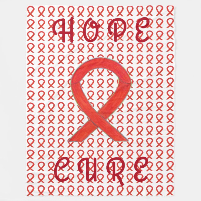 Red Awareness Ribbon Custom Chemo Fleece Blanken (Vorderseite)