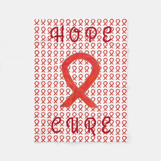 Red Awareness Ribbon Custom Chemo Fleece Blanket (Vorderseite)