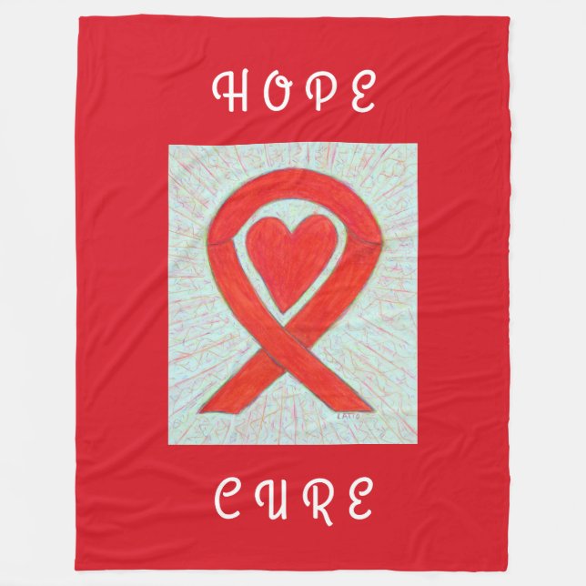 Red Awareness Ribbon Herz Custom Fleece Blanken (Vorderseite)