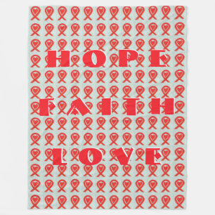 Red Awareness Ribbon Herz Custom Fleece Blankon