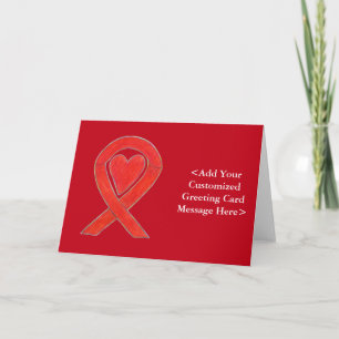 Red Awareness Ribbon Herz Custom Grußkarten Karte