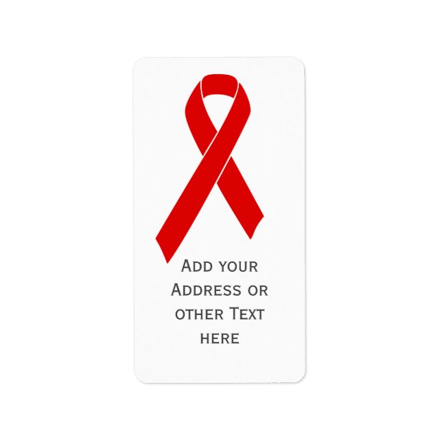 Red Awareness Ribbon + Ihre Nachricht Adressaufkleber (Vorne)