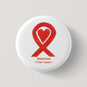 Red Awareness Ribbon mit Buttone der Kunst des Her Button