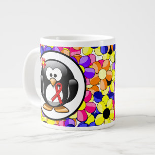 Red Awareness Ribbon Penguin Jumbo-Tasse