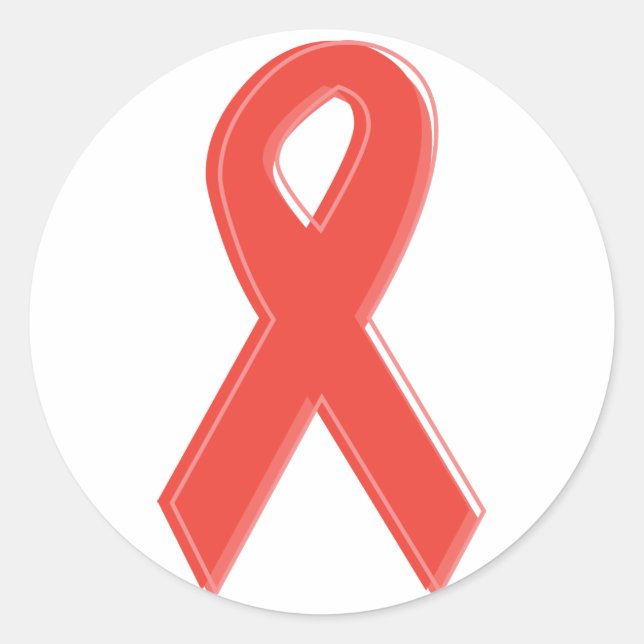 Red Awareness Ribbon Runder Aufkleber (Vorderseite)