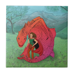 Red Baby Dragon Fliese