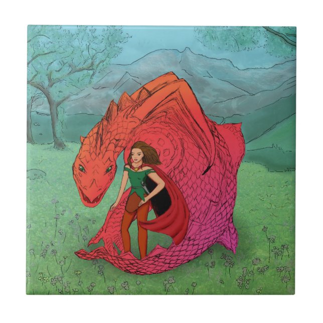 Red Baby Dragon Fliese (Vorderseite)