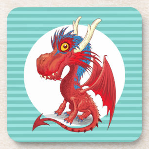 Red Baby Dragon Hard Plastic Untersetzer
