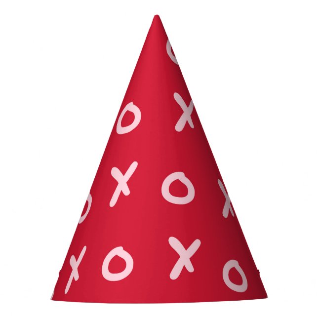 Red & Baby Light Pink X O XO XO Niedlich Partyhütchen (Vorderseite)