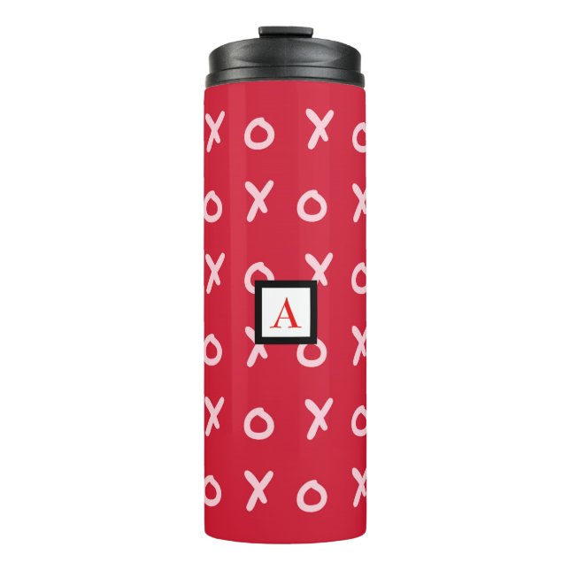 Red & Baby Pink X O XO XO Niedlich Thermosbecher (Vorderseite)