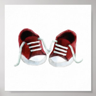 Red Baby Sneakers Malerei Art Print, Poster