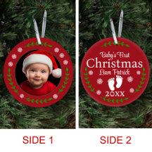 Red Babys Erstes Weihnachtsfest Foto Snowflake & L