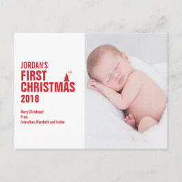 Red Baby's First Christmas Foto Postcard Feiertagspostkarte