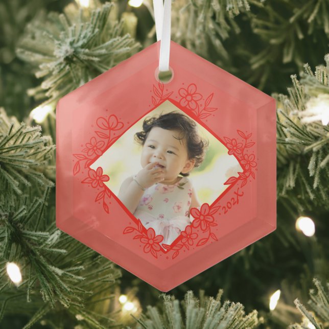 Red Baby's First Christmas Ornaments Ornament Aus Glas (Insitu)