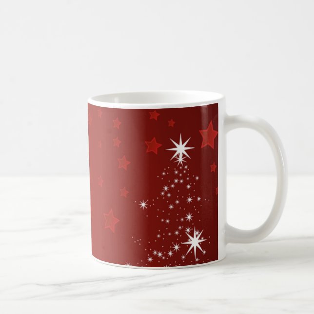 Red Background mit Starry Christmas Tree Kaffeetasse (Rechts)