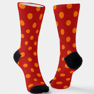 Red Background Orange Polka Dots Design Socken