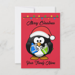 Red Background Pinguin, die Weihnachtsgeschenke ha Karte
