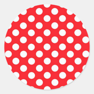 Red Background White Polka Dot Runder Aufkleber