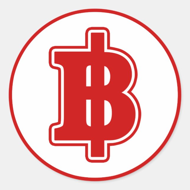 RED BAHT SIGN ฿ thailändischer ฿ Runder Aufkleber (Vorderseite)