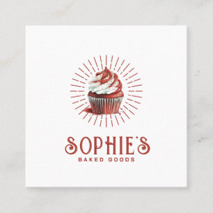 Red Baker Bakery Logo Konditorei Koch Typografie Quadratische Visitenkarte