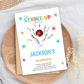 Red Ball Bowling Birthday Invitations Einladung