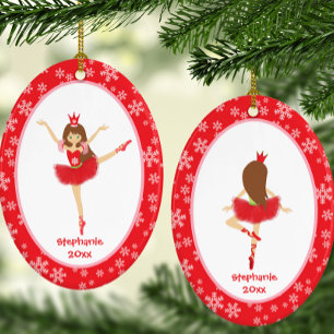 Red Ballerina Girl Keramik Ornament