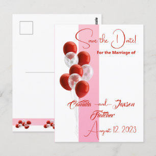 Red Balloons. Elegante Save the Date Karte