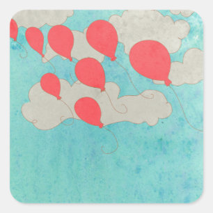 Red Balloons Quadratischer Aufkleber