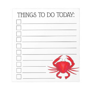 Red Baltimore Maryland Beach Crab zu tun Liste Notizblock