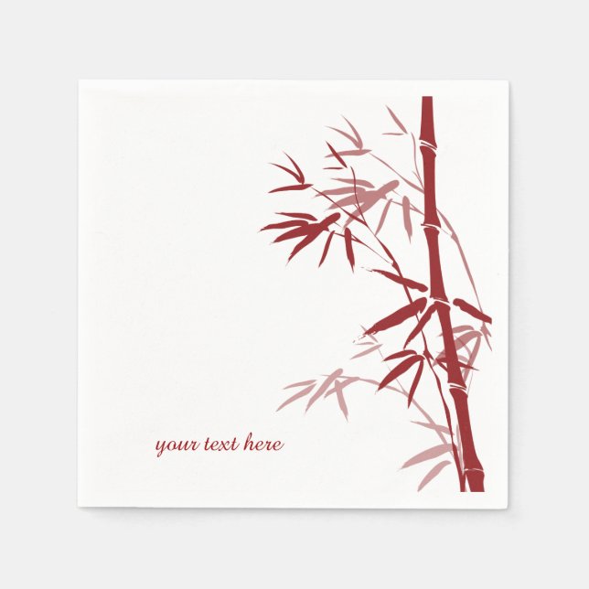 Red Bamboo Custom Paper Napkin Set Serviette (Vorderseite)