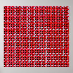 Red Bamboo Wicker Rattan Texture Poster