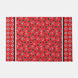 Red Bandana Boho Prints Fußmatte