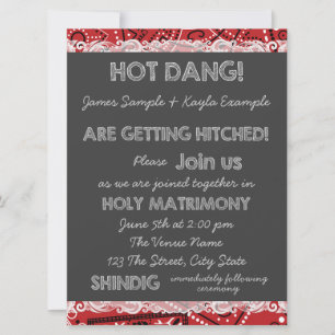Red Bandana Chalkboard Country Wedding Einladung